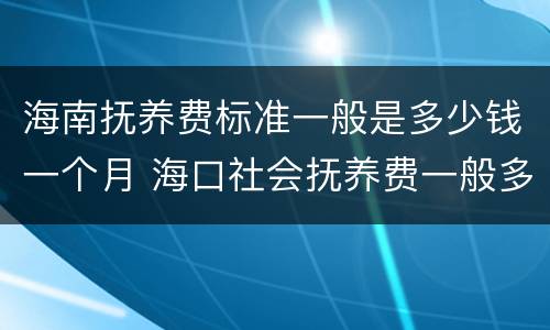 海南抚养费标准一般是多少钱一个月 海口社会抚养费一般多少钱