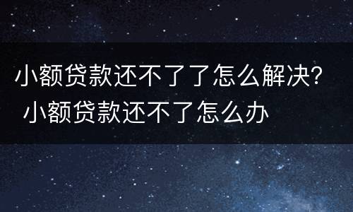小额贷款还不了了怎么解决？ 小额贷款还不了怎么办