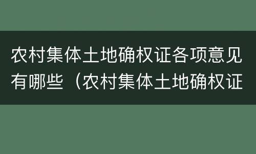 农村集体土地确权证各项意见有哪些（农村集体土地确权证各项意见有哪些内容）