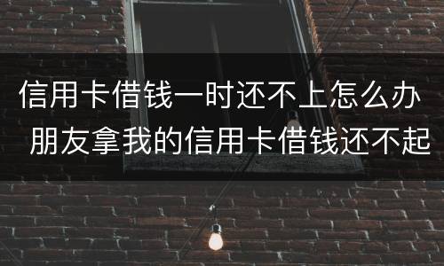 信用卡借钱一时还不上怎么办 朋友拿我的信用卡借钱还不起怎么办