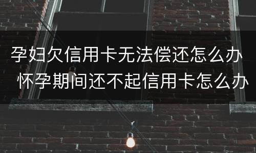 孕妇欠信用卡无法偿还怎么办 怀孕期间还不起信用卡怎么办