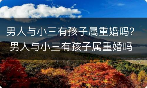 男人与小三有孩子属重婚吗？ 男人与小三有孩子属重婚吗