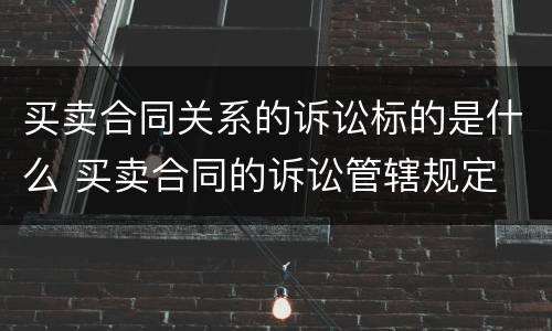 买卖合同关系的诉讼标的是什么 买卖合同的诉讼管辖规定