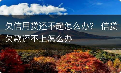 欠信用贷还不起怎么办？ 信贷欠款还不上怎么办