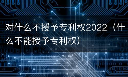 对什么不授予专利权2022（什么不能授予专利权）