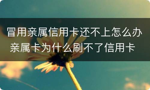 冒用亲属信用卡还不上怎么办 亲属卡为什么刷不了信用卡