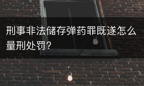 刑事非法储存弹药罪既遂怎么量刑处罚?