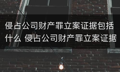 侵占公司财产罪立案证据包括什么 侵占公司财产罪立案证据包括什么材料