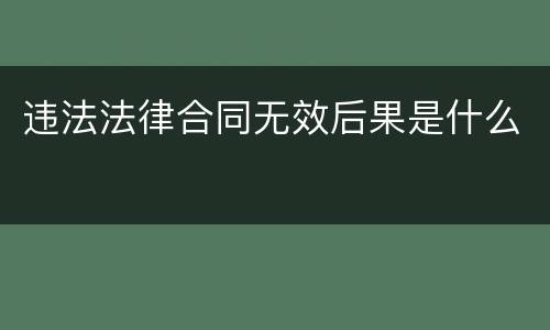 违法法律合同无效后果是什么