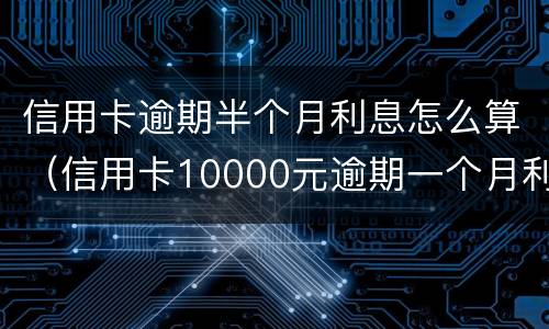 信用卡逾期半个月利息怎么算（信用卡10000元逾期一个月利息多少）