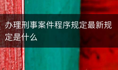办理刑事案件程序规定最新规定是什么