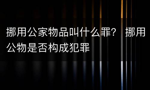 挪用公家物品叫什么罪？ 挪用公物是否构成犯罪