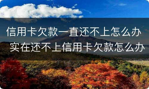 信用卡欠款一直还不上怎么办 实在还不上信用卡欠款怎么办