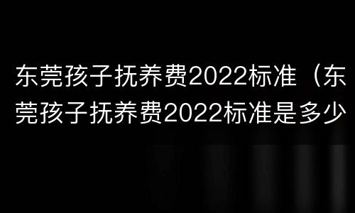 东莞孩子抚养费2022标准（东莞孩子抚养费2022标准是多少）