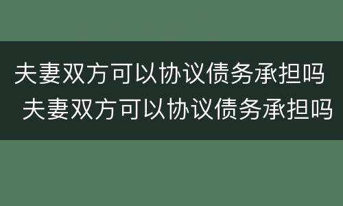 夫妻双方可以协议债务承担吗 夫妻双方可以协议债务承担吗有效吗