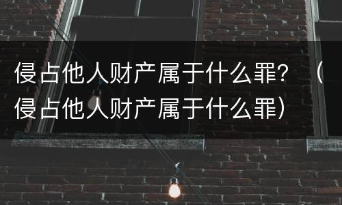 侵占他人财产属于什么罪？（侵占他人财产属于什么罪）