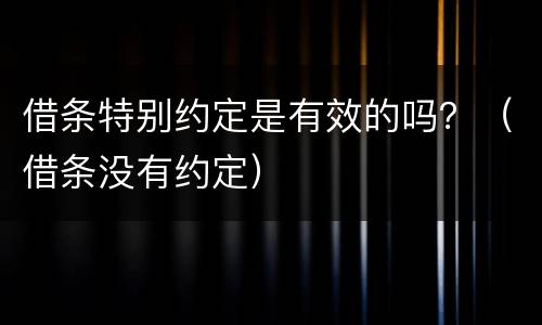 借条特别约定是有效的吗？（借条没有约定）