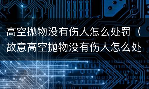 高空抛物没有伤人怎么处罚（故意高空抛物没有伤人怎么处罚）