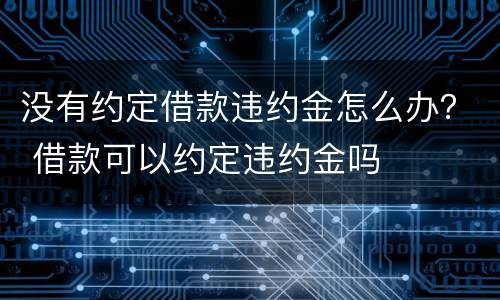 没有约定借款违约金怎么办？ 借款可以约定违约金吗