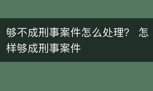够不成刑事案件怎么处理？ 怎样够成刑事案件