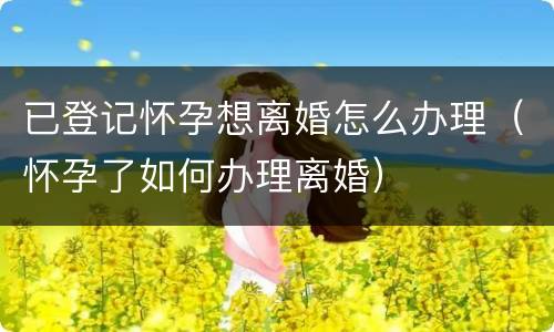 已登记怀孕想离婚怎么办理（怀孕了如何办理离婚）