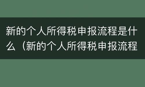新的个人所得税申报流程是什么（新的个人所得税申报流程是什么样的）
