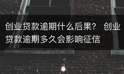 创业贷款逾期什么后果？ 创业贷款逾期多久会影响征信
