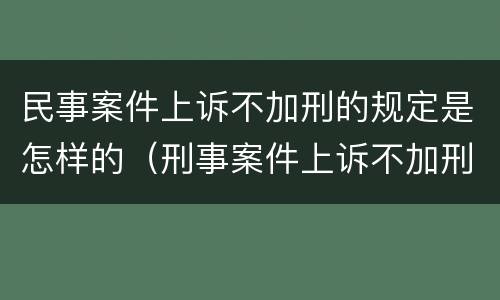 民事案件上诉不加刑的规定是怎样的（刑事案件上诉不加刑）