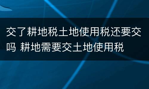交了耕地税土地使用税还要交吗 耕地需要交土地使用税