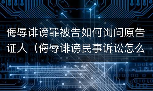 侮辱诽谤罪被告如何询问原告证人（侮辱诽谤民事诉讼怎么举证）