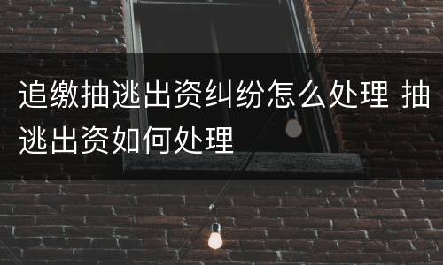 追缴抽逃出资纠纷怎么处理 抽逃出资如何处理