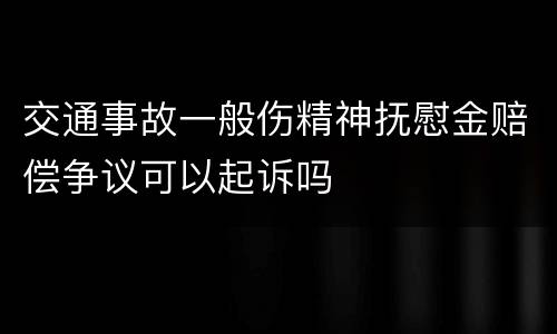 交通事故一般伤精神抚慰金赔偿争议可以起诉吗