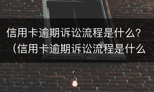 信用卡逾期诉讼流程是什么？（信用卡逾期诉讼流程是什么样的）