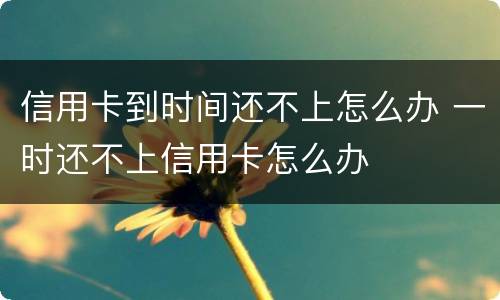 信用卡到时间还不上怎么办 一时还不上信用卡怎么办