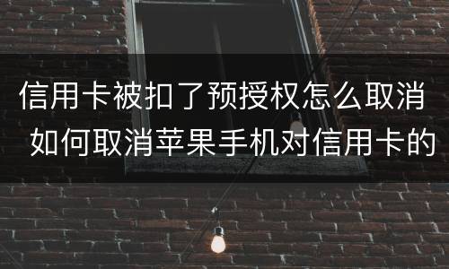 信用卡被扣了预授权怎么取消 如何取消苹果手机对信用卡的预授权
