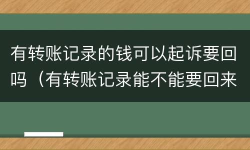 有转账记录的钱可以起诉要回吗（有转账记录能不能要回来钱）