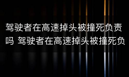 驾驶者在高速掉头被撞死负责吗 驾驶者在高速掉头被撞死负责吗