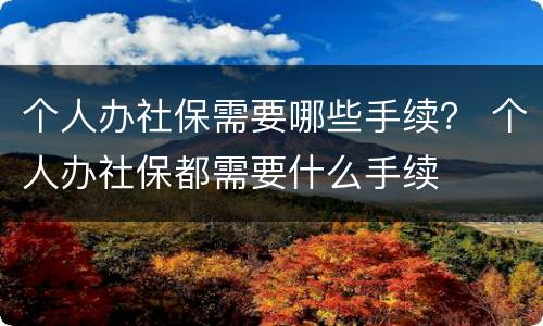 个人办社保需要哪些手续？ 个人办社保都需要什么手续