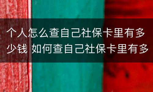 个人怎么查自己社保卡里有多少钱 如何查自己社保卡里有多少钱