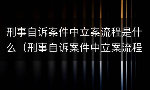 刑事自诉案件中立案流程是什么（刑事自诉案件中立案流程是什么样的）