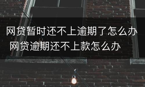 网贷暂时还不上逾期了怎么办 网贷逾期还不上款怎么办