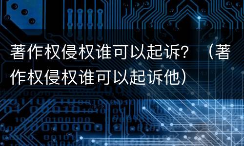 著作权侵权谁可以起诉？（著作权侵权谁可以起诉他）