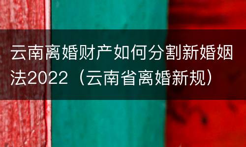 云南离婚财产如何分割新婚姻法2022（云南省离婚新规）
