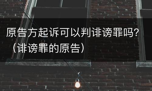 原告方起诉可以判诽谤罪吗？（诽谤罪的原告）
