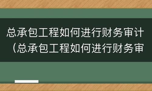总承包工程如何进行财务审计（总承包工程如何进行财务审计管理）