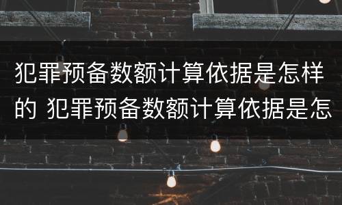 犯罪预备数额计算依据是怎样的 犯罪预备数额计算依据是怎样的呢