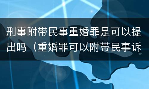 刑事附带民事重婚罪是可以提出吗（重婚罪可以附带民事诉讼吗）