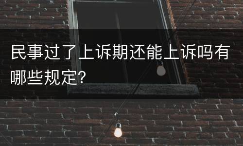 民事过了上诉期还能上诉吗有哪些规定？