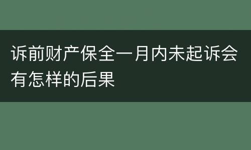 诉前财产保全一月内未起诉会有怎样的后果