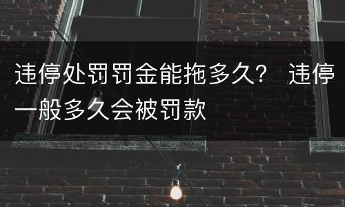 违停处罚罚金能拖多久？ 违停一般多久会被罚款